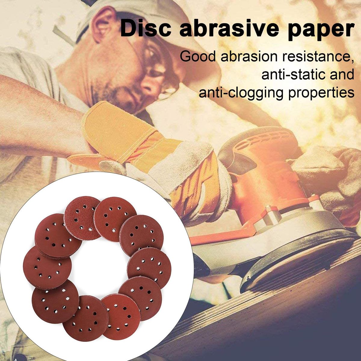 100Pcs Polishing Sandpapers 125mm 8 Holes Disc Sandpapers