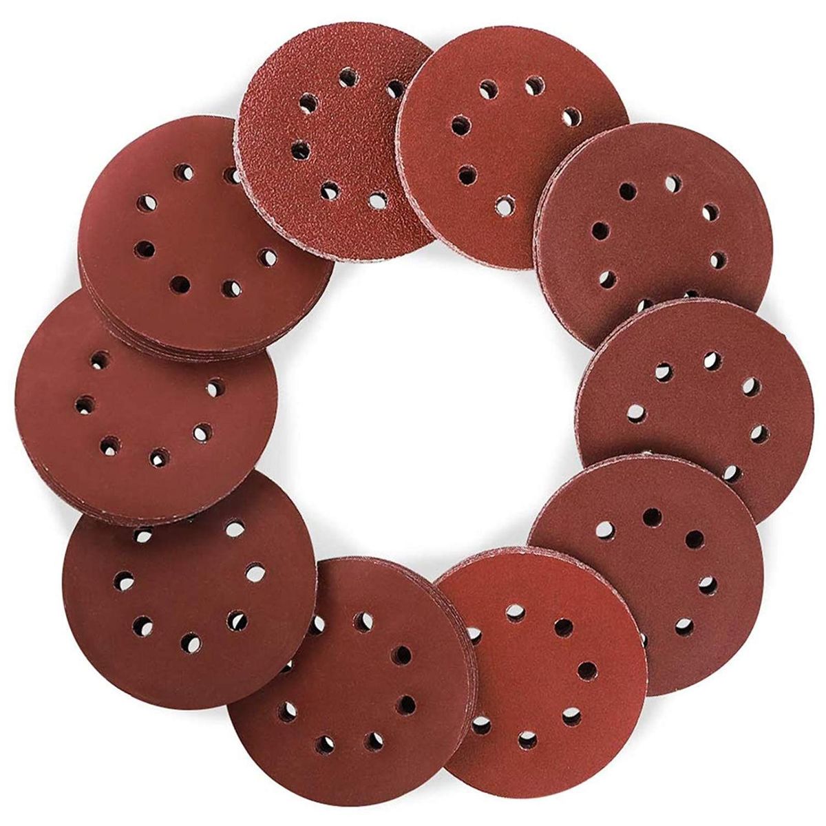 100Pcs Polishing Sandpapers 125mm 8 Holes Disc Sandpapers