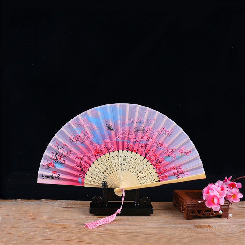 100% Flower Home Accessories Fan Women Chinese Hand Girls Vintage Favor Wedding Gifts Bamboo For Silk 1pc Fan Decoration Folding