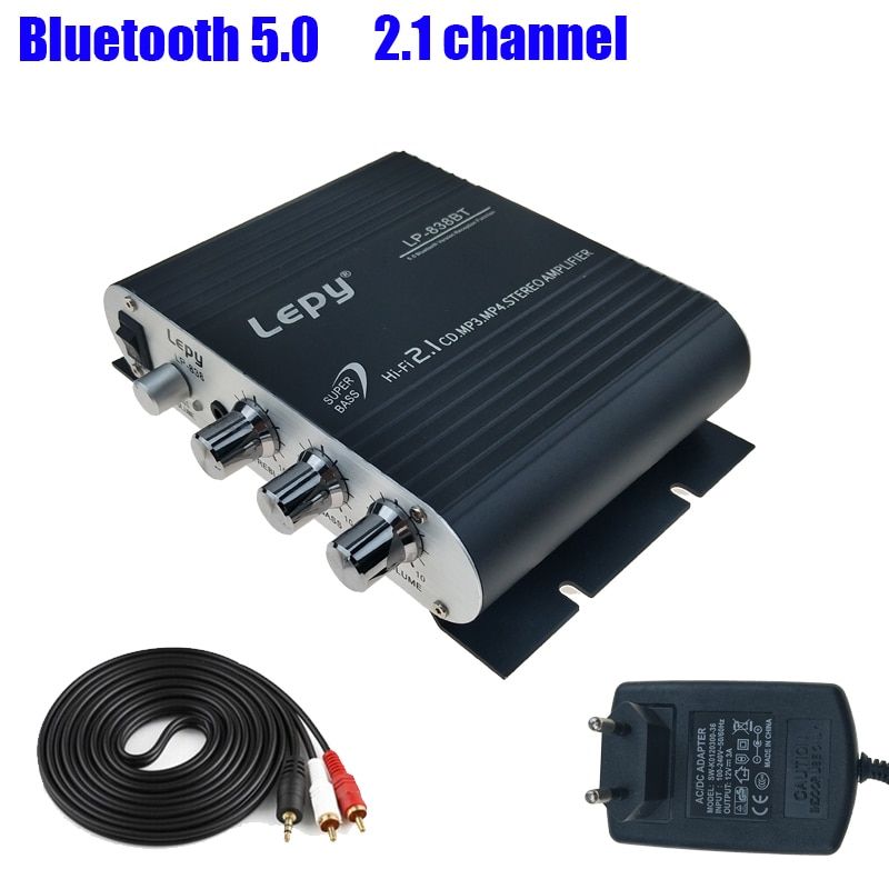 Lepy LP-838 Bluetooth 5.0 Power Amplifier 2.1 3 Channel Super BAudio Sound Amplificador With 12V3A Power And AUX Cable