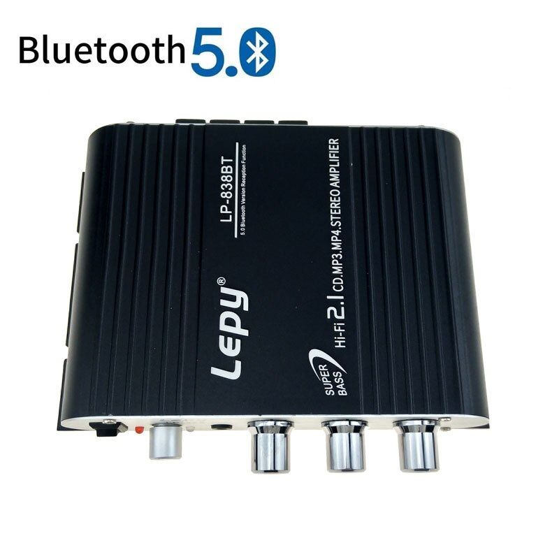 Lepy LP-838 Bluetooth 5.0 Power Amplifier 2.1 3 Channel Super BAudio Sound Amplificador With 12V3A Power And AUX Cable