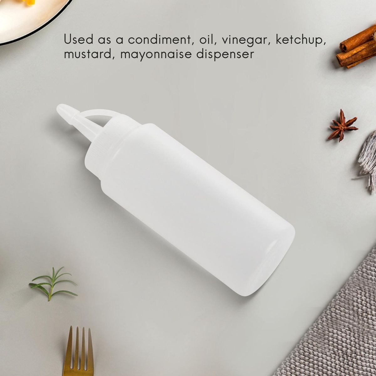 Plastic Squeeze Bottle Condiment Dispenser Ketchup Mustard Sauce Clear White 6Oz