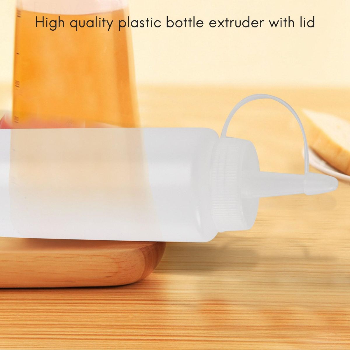 Plastic Squeeze Bottle Condiment Dispenser Ketchup Mustard Sauce Clear White 6Oz