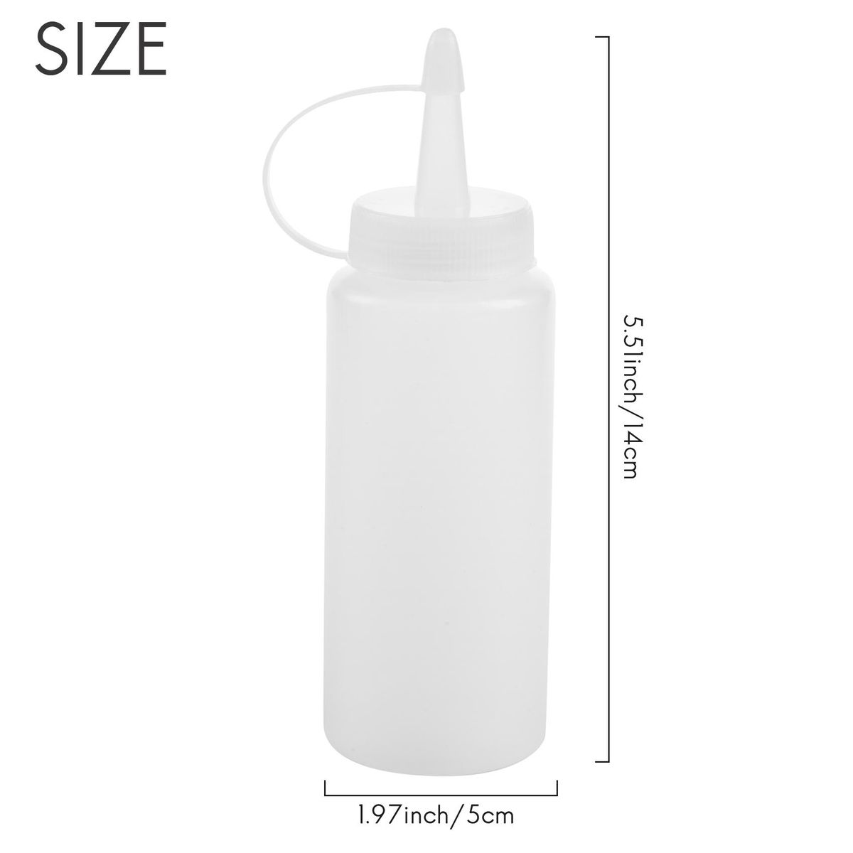 Plastic Squeeze Bottle Condiment Dispenser Ketchup Mustard Sauce Clear White 6Oz