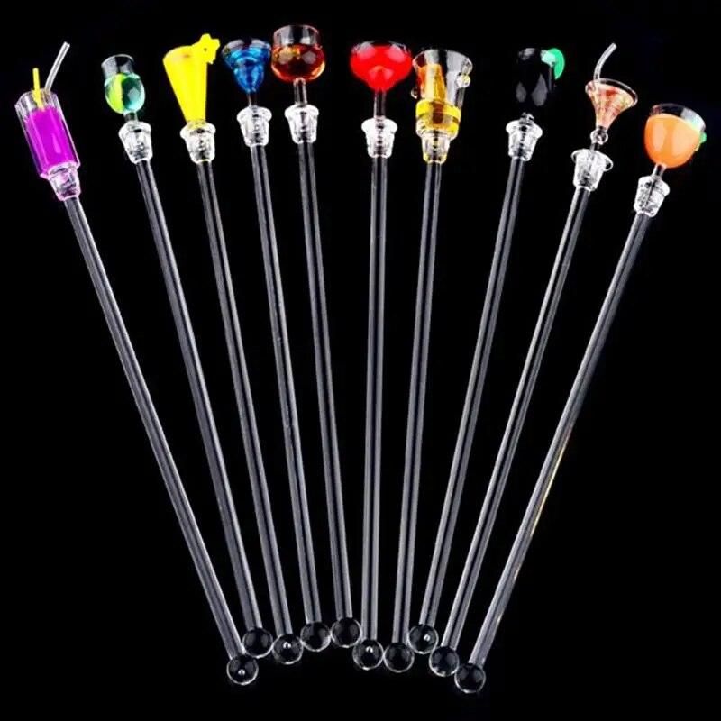 10 pcs/set 22cm Cocktail Drink Mixer Bar Puddler Muddler Stirring Mixing sticks Ladle Stirrer Swizzle Sticks Cocktail Picks