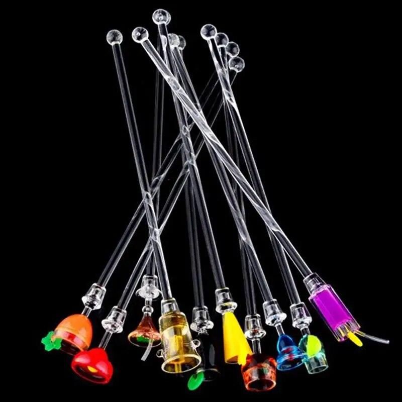 10 pcs/set 22cm Cocktail Drink Mixer Bar Puddler Muddler Stirring Mixing sticks Ladle Stirrer Swizzle Sticks Cocktail Picks
