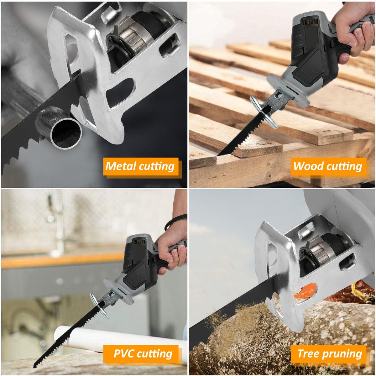 Reciprocating Saw 3000SPM No-load Speed Reciprocating Saw Logging Saw with 8 Saw Blades for Cutting Wood Metal and PVC