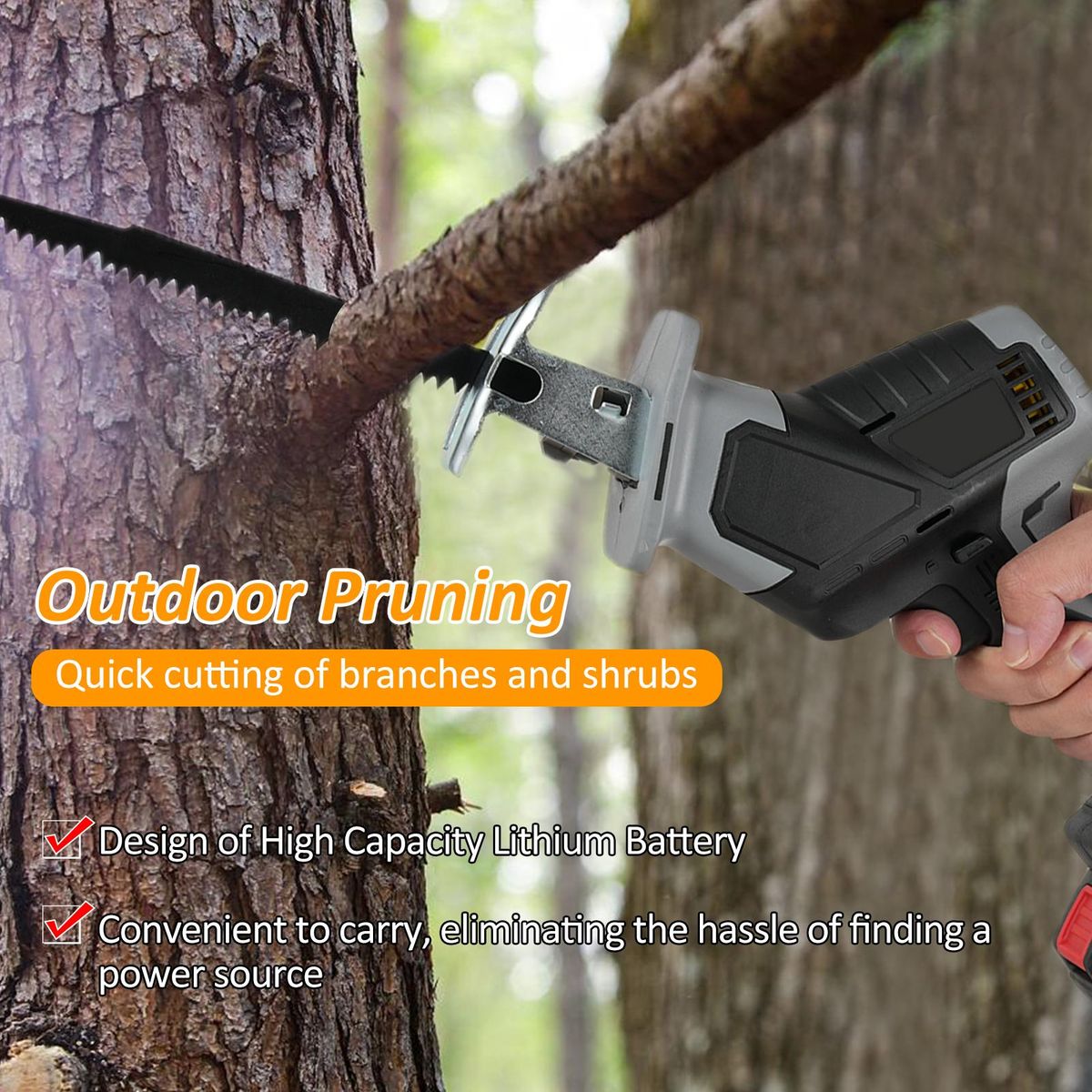Reciprocating Saw 3000SPM No-load Speed Reciprocating Saw Logging Saw with 8 Saw Blades for Cutting Wood Metal and PVC
