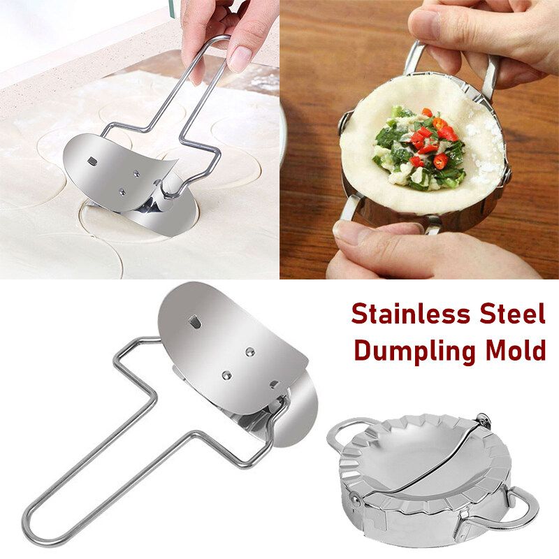 8xStainless Steel Dumpling Maker Mould Mold+Flour Ring Dough Press Wraper