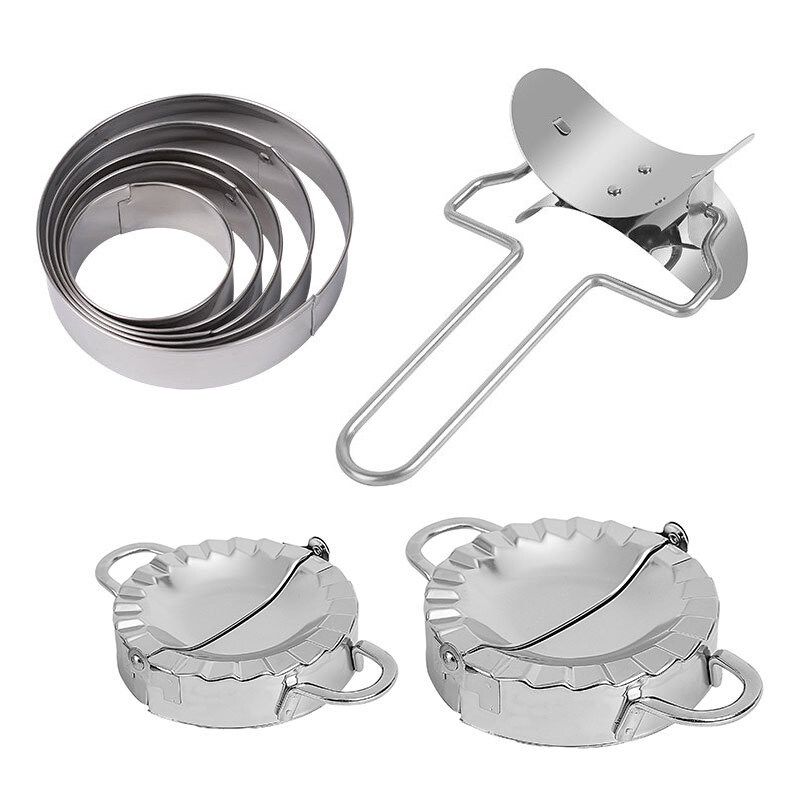 8xStainless Steel Dumpling Maker Mould Mold+Flour Ring Dough Press Wraper