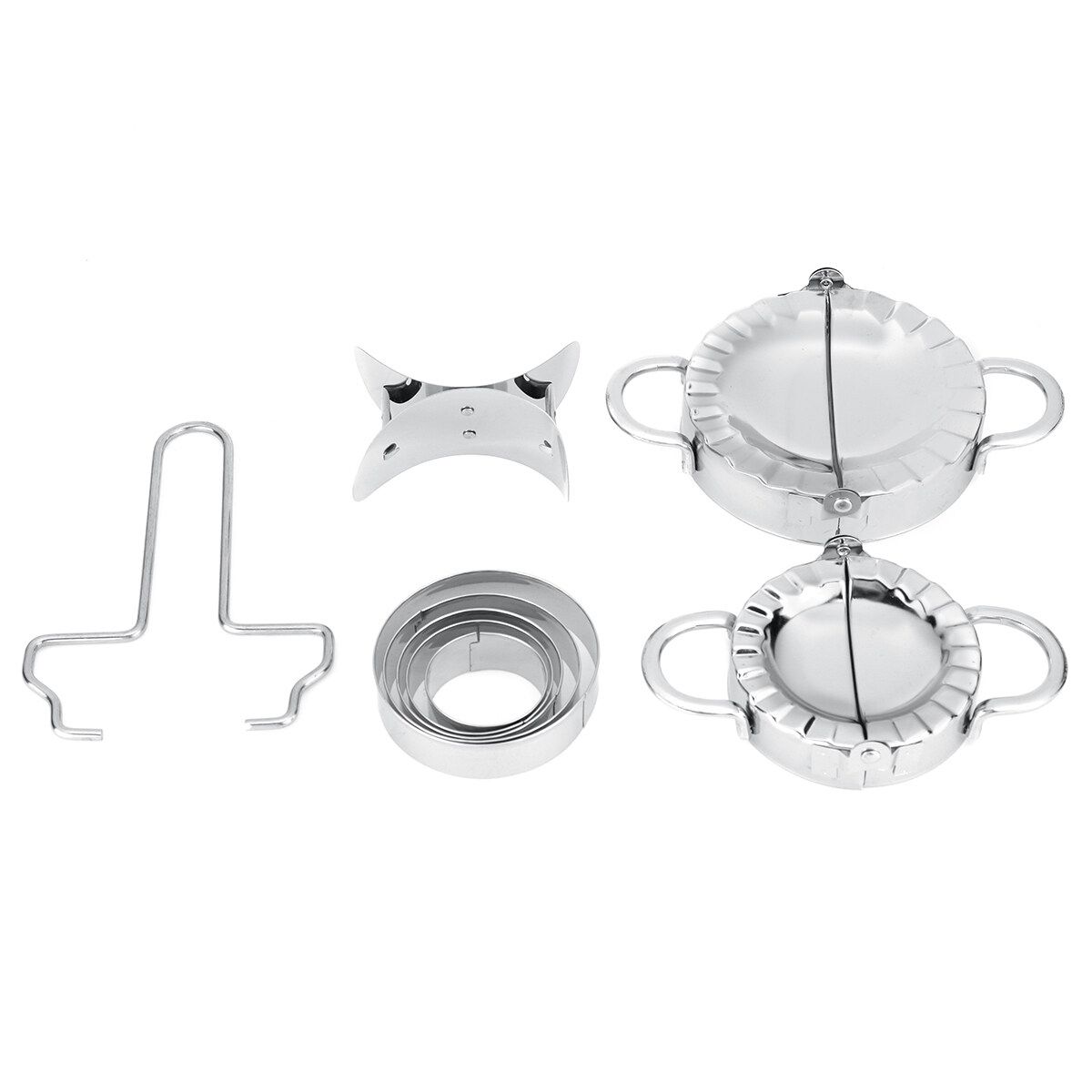 8xStainless Steel Dumpling Maker Mould Mold+Flour Ring Dough Press Wraper