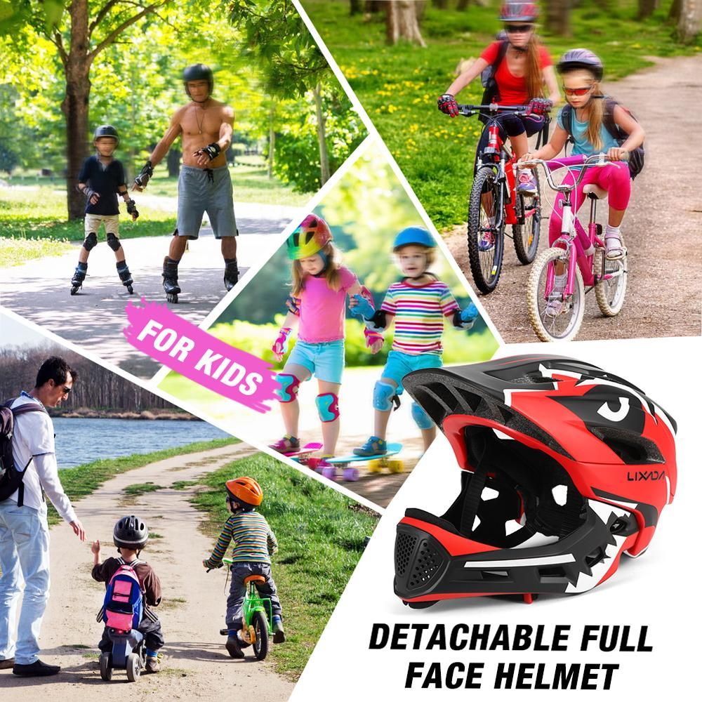 Kids Detachable Full Face Helmet Children Sports Safety Helmet for Cycling Skateboarding Roller Skating