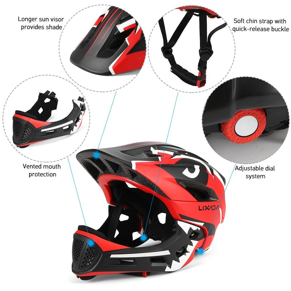 Kids Detachable Full Face Helmet Children Sports Safety Helmet for Cycling Skateboarding Roller Skating