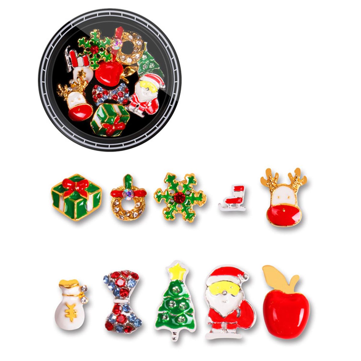 Christmas Nail Rhinestone New Year's Nails Design DIY Gems