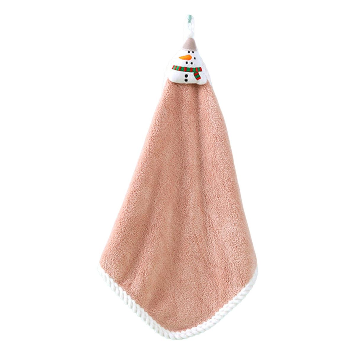 Hanging Towel Xmas Tree Pattern Hanging Hand Towel Cloth Light Coffee