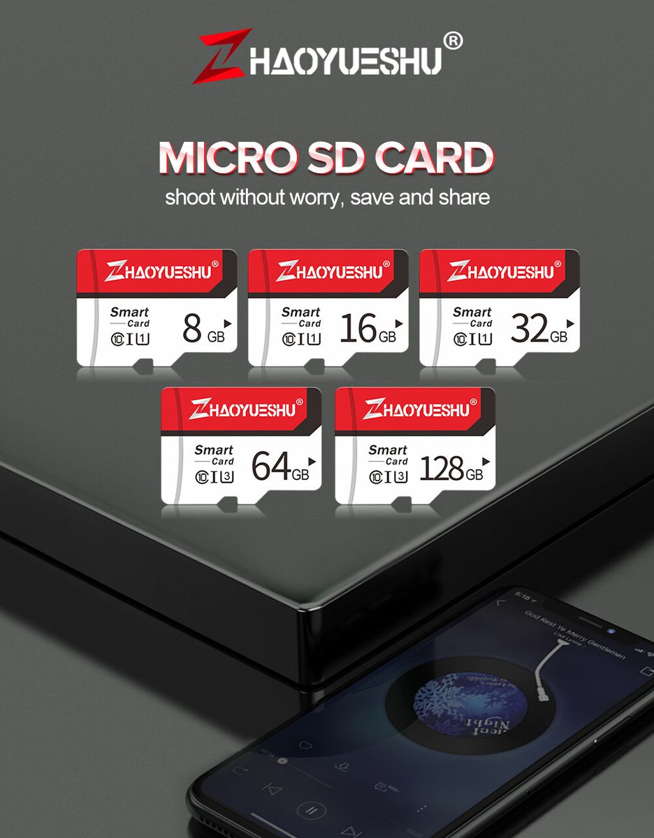 Haoyueshu 16GB 32GB 64GB Class 10 C10 High Speed TF Memory Card For Smart Phones Tablet Car DVR Speaker 128GB