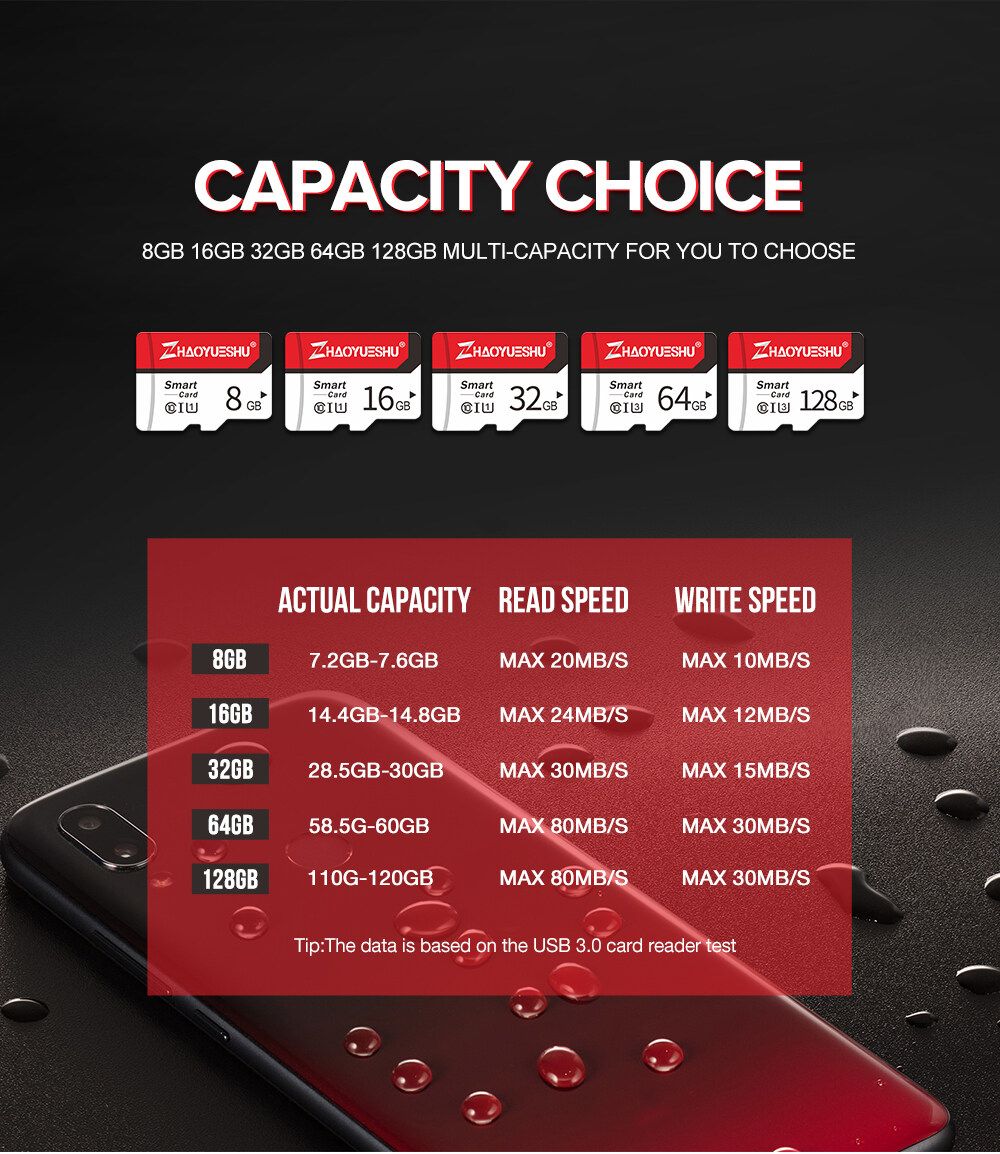 Haoyueshu 16GB 32GB 64GB Class 10 C10 High Speed TF Memory Card For Smart Phones Tablet Car DVR Speaker 128GB