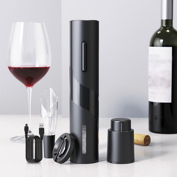 Electric Red Wine Opener Set USB Rechargeable Corkscrew Remover 5PCS