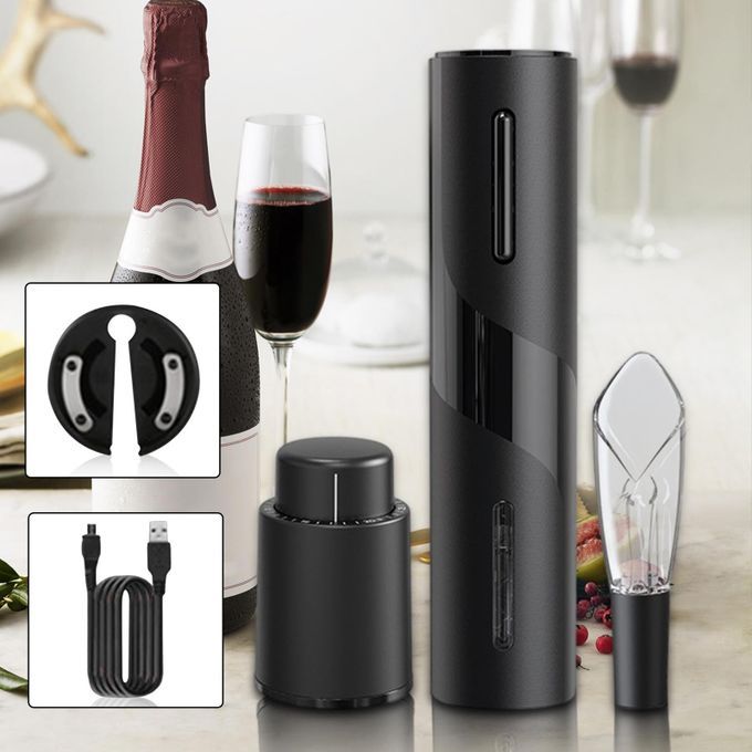 Electric Red Wine Opener Set USB Rechargeable Corkscrew Remover 5PCS