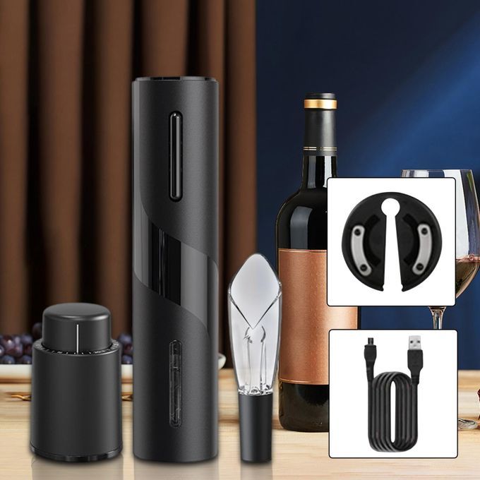 Electric Red Wine Opener Set USB Rechargeable Corkscrew Remover 5PCS