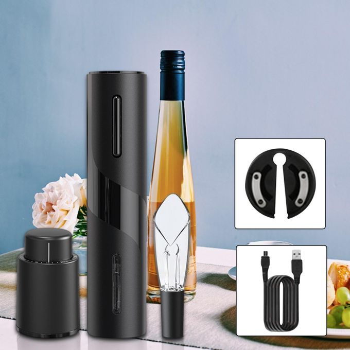 Electric Red Wine Opener Set USB Rechargeable Corkscrew Remover 5PCS