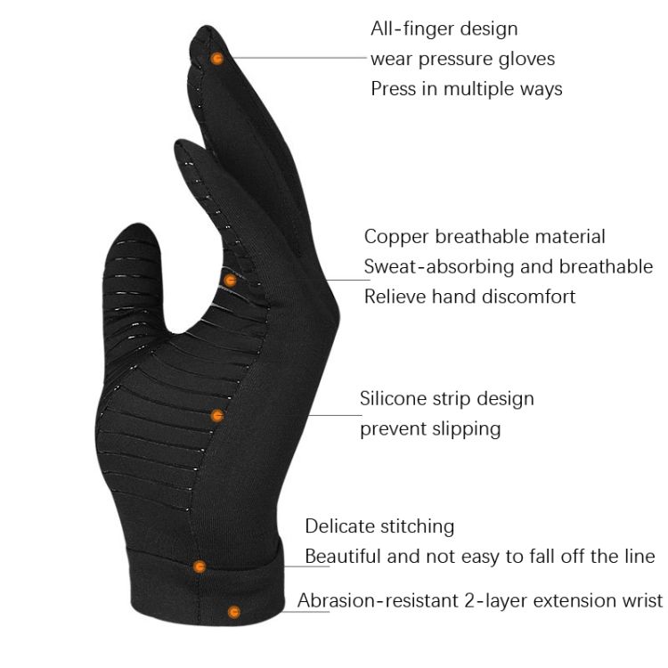 Copper Fiber Pressure Gloves, Size: M