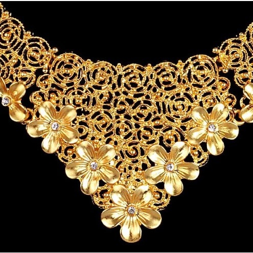 24 Karat Plated Costume Necklace Jewelry Set For Women