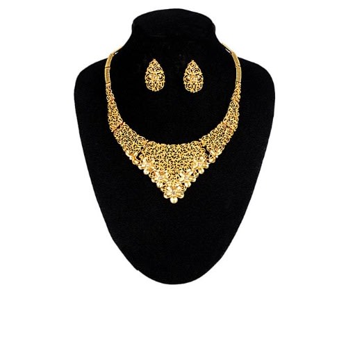 24 Karat Plated Costume Necklace Jewelry Set For Women
