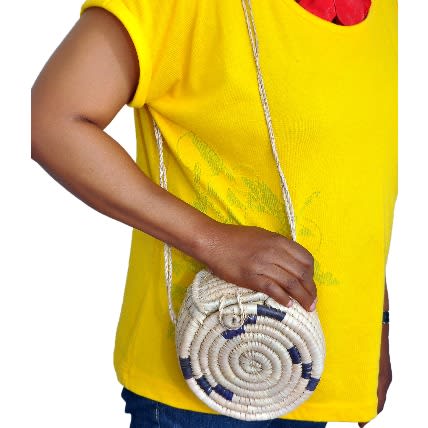 Hand Woven Straw Crossbody Bag - 6.5" by 3.4"