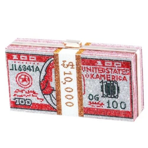 Dollar Scripted Clutch Purse- Red