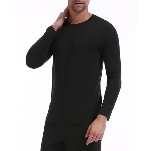 Men's Plain Long Sleeve Round Neck Shirt