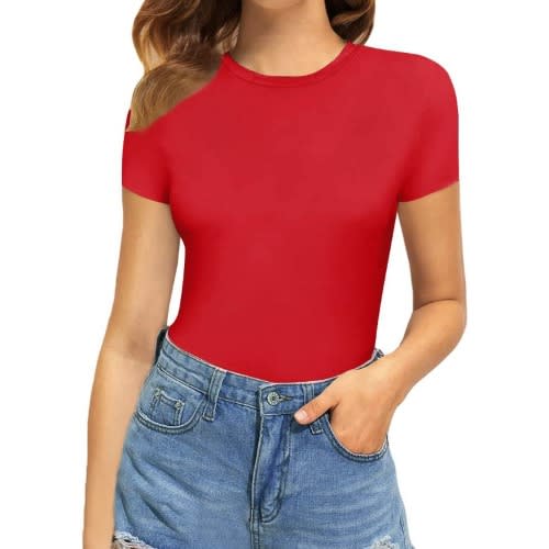 Short Sleeve Bodysuit - Red