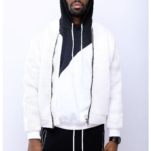 WHITE SPACER BOMBER JACKET