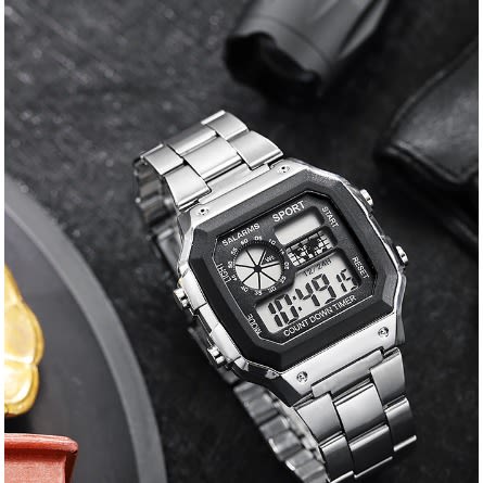 Digital Sport Wristwatch- Silver