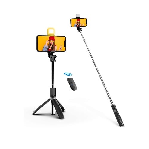 Adjustable Selfie tripod Stick With Led Light