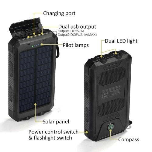 Solar Charger + Power Bank 20000 Mah