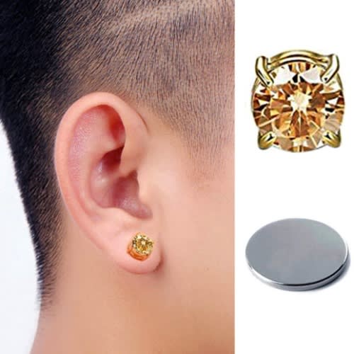 Gold Crystal Magnetic Stud Earring