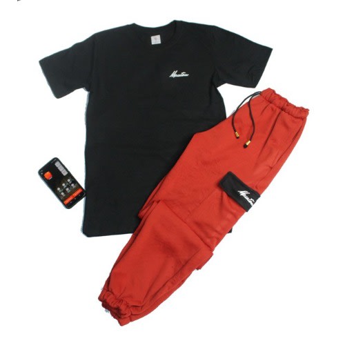Men's Proviso Tshirt And Orange Cargo Pant Joggers
