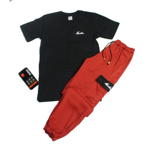 Men's Proviso Tshirt And Orange Cargo Pant Joggers