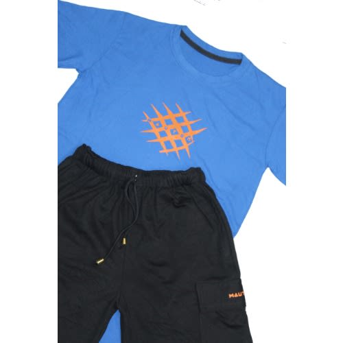 Unisex Royal Blue Beast Tshirt And Black Cargo Short