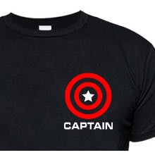 Captain Pocket Badge Print Tshirt - Black