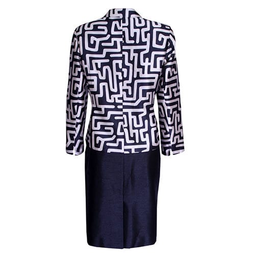 Geo Print Long Sleeve Jacket With Overlap Front & Press Button
