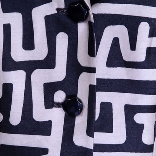 Geo Print Long Sleeve Jacket With Overlap Front & Press Button