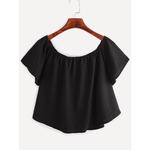 Black Off The Shoulder Swing Crop Top