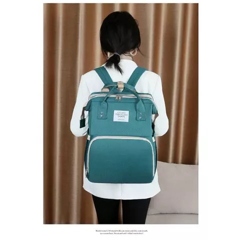 Baby Diaper Bag With Crib Space, Crib Sunshade, Crib Mattress, Usb Charging Port + Cable