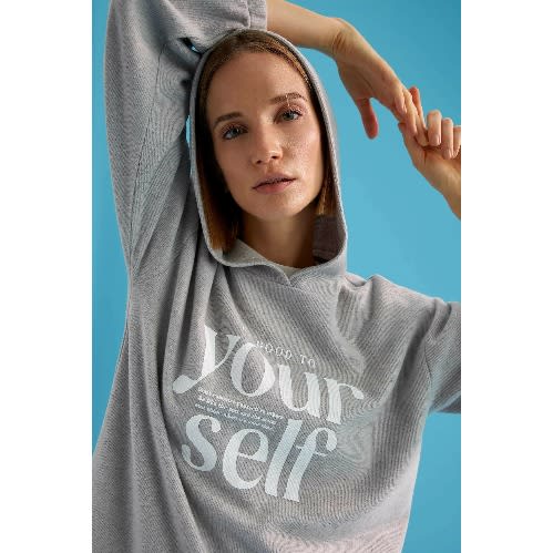 Slogan Printed Hoodie Relax Fit Sweatshirt
