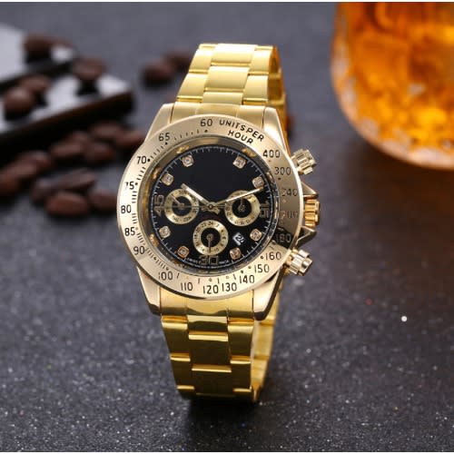 Golden Wrist Watch- Black Face
