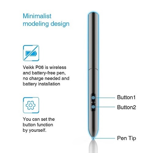 10x6" Graphics Drawing Tablet With Smart Gesture Touch & 4 Customized Hot Keys +Battery Free Pen