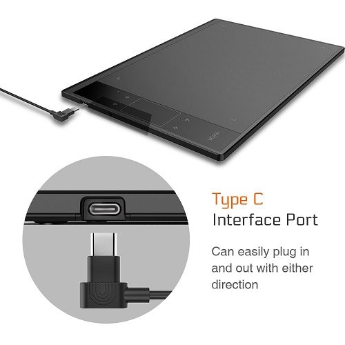 10x6" Graphics Drawing Tablet With Smart Gesture Touch & 4 Customized Hot Keys +Battery Free Pen