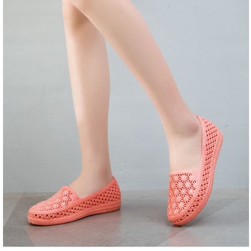 Rhinestones Ladies Loafers-Peach